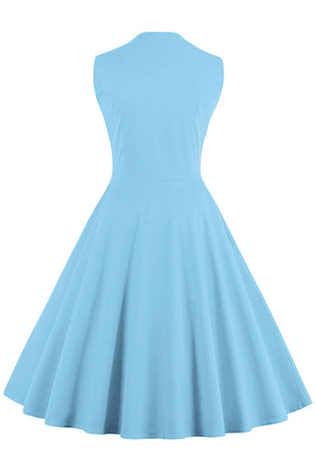 Atomic Light Blue Buttoned Floral Cocktail Dress | Atomic Jane Clothing