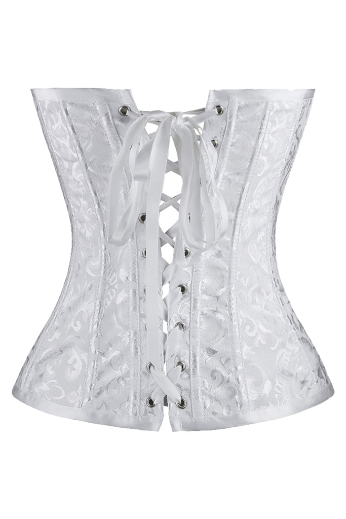 Atomic White Brocade Overbust Corset Atomic Jane Clothing 