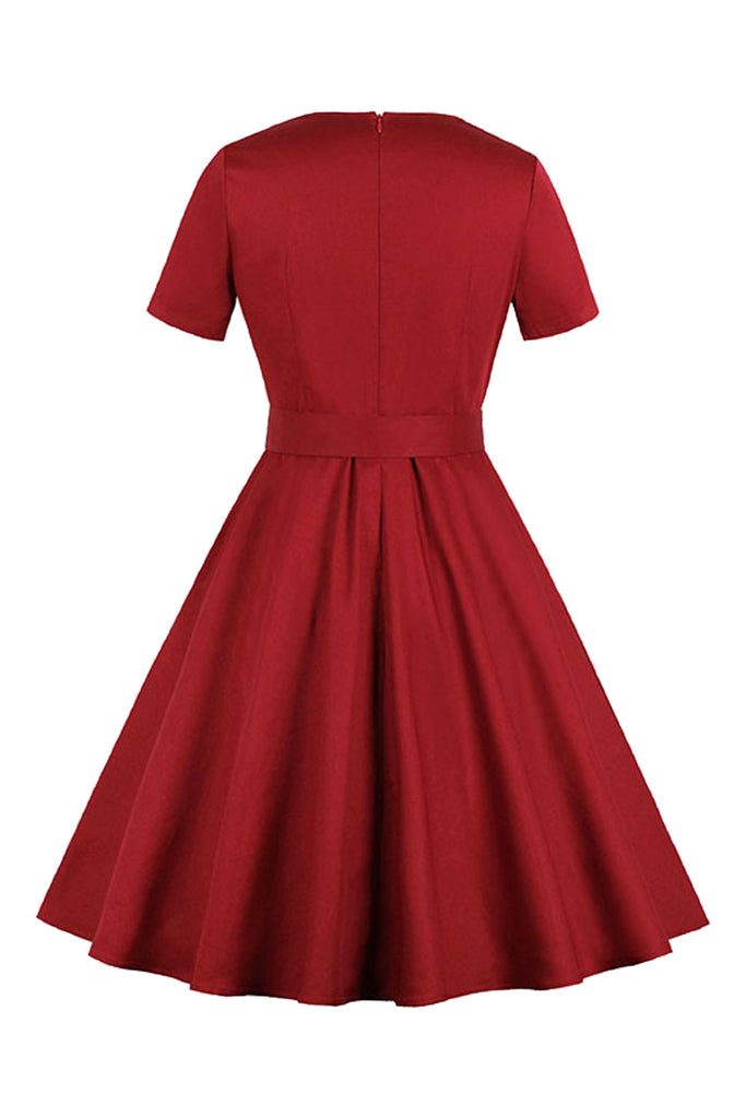 wine red casual dress