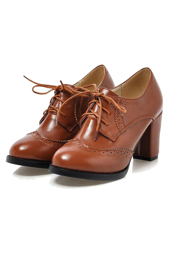 Atomic Vintage Oxford Block Heeled Shoes | Atomic Jane Clothing