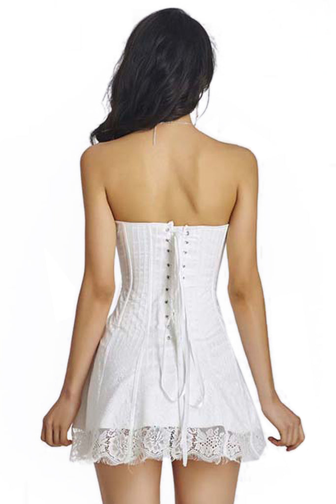 white lace corset dress