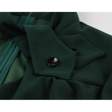 Atomic Dark Green Stand Collar Midi Dress | Atomic Jane Clothing