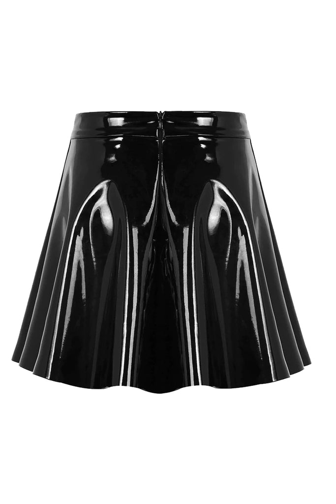 Atomic Black Plus Size Pleated PVC Gothic Skirt | Atomic Jane Clothing