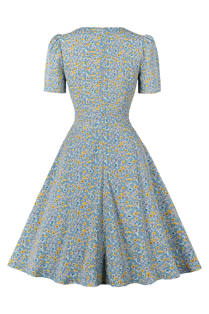 Atomic Blue Floral Summer Vintage Dress | Atomic Jane Clothing