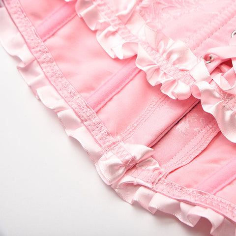 Atomic Pink Victorian Ruffle Overbust Corset | Atomic Jane Clothing