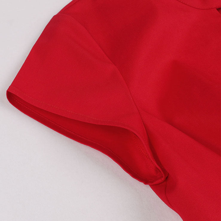 Atomic Red Solid Cutout Vintage Midi Dress | Atomic Jane Clothing