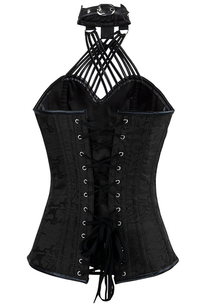 Atomic Steel Boned Black Gothic Collared Corset | Atomic Jane Clothing