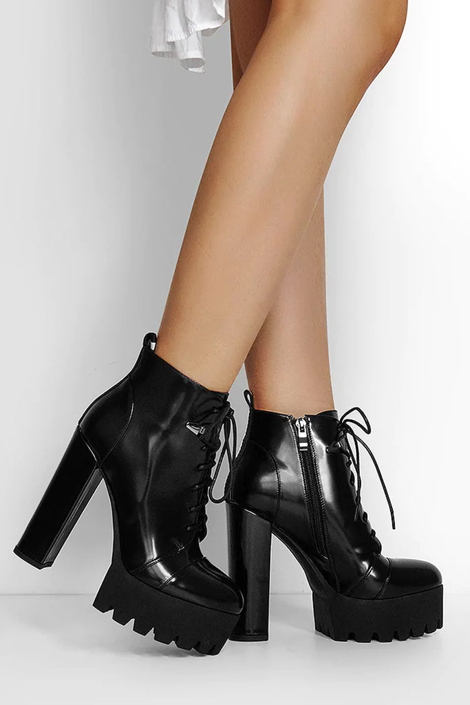 Only Maker Black Platform Chunky Heels Ankle Boots | Atomic Jane Clothing