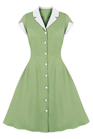 Atomic 1950s Light Green Buttoned Vintage Midi Dress | Atomic Jane Clothing