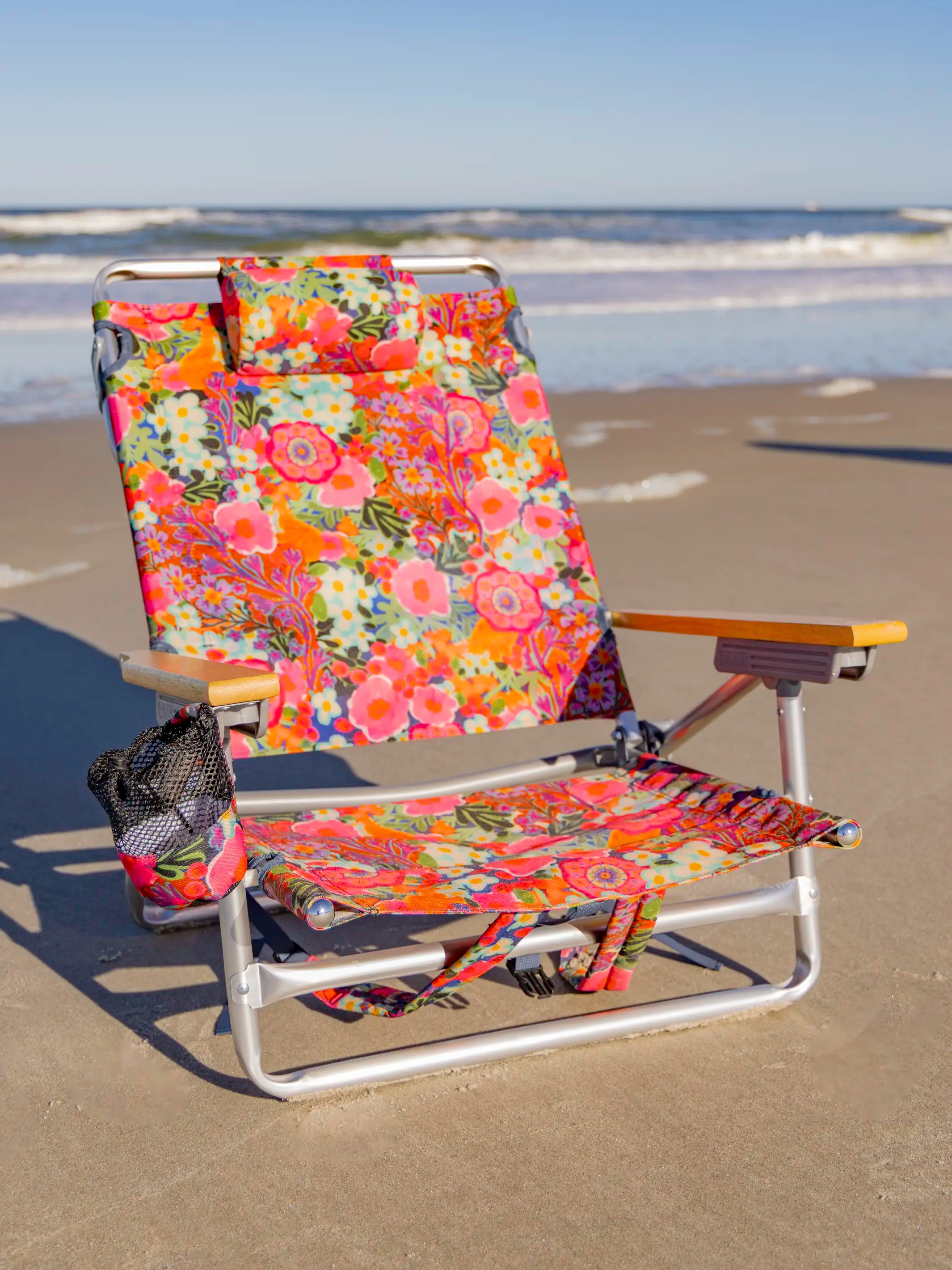 Backpack Beach Chair - Pink Painted Garden