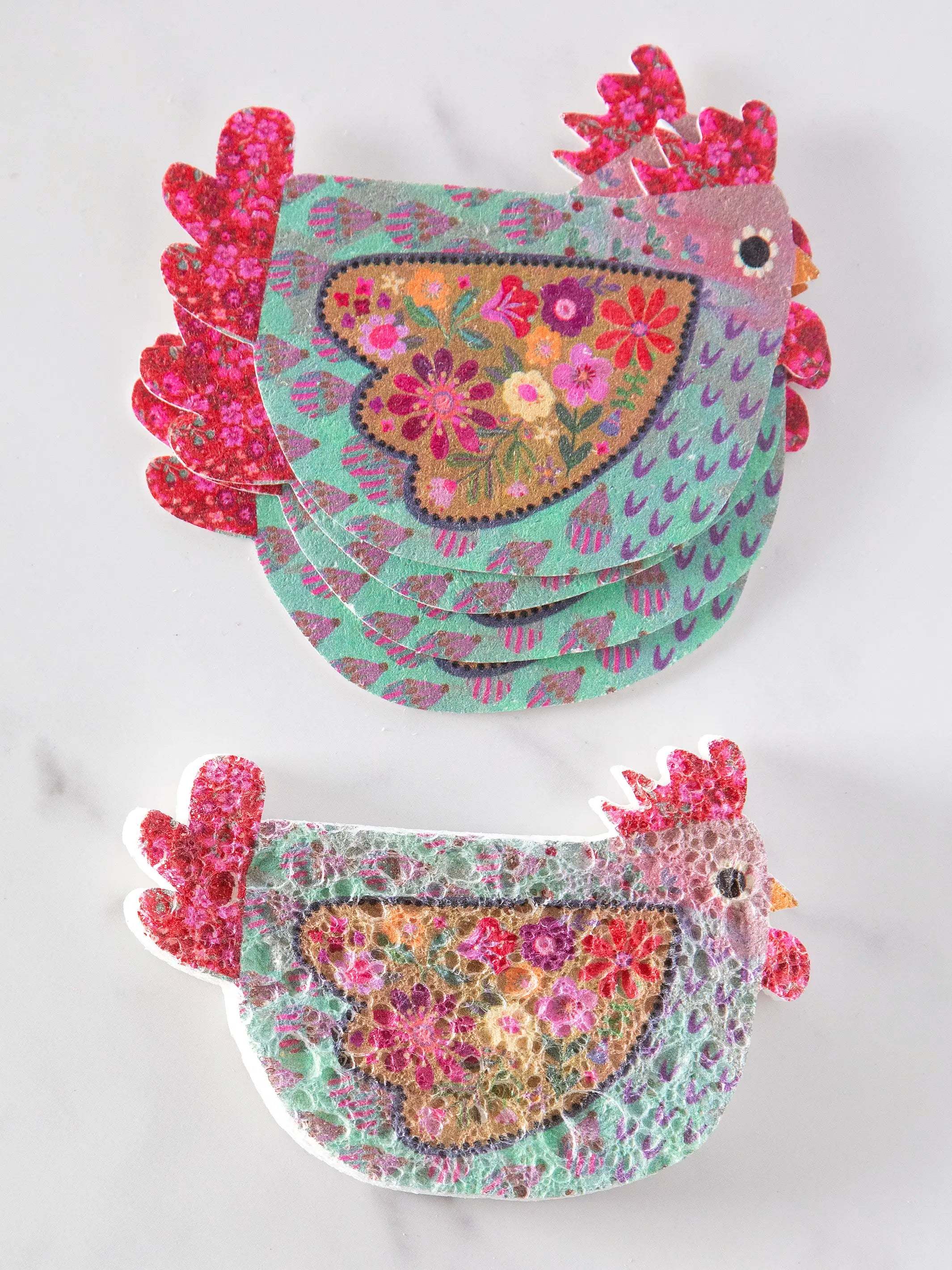 Puff Up Sponges, Set of 5, Chicken