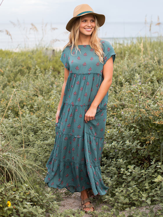Patti Side Slit Maxi Dress - Vintage Summer Floral – Natural Life