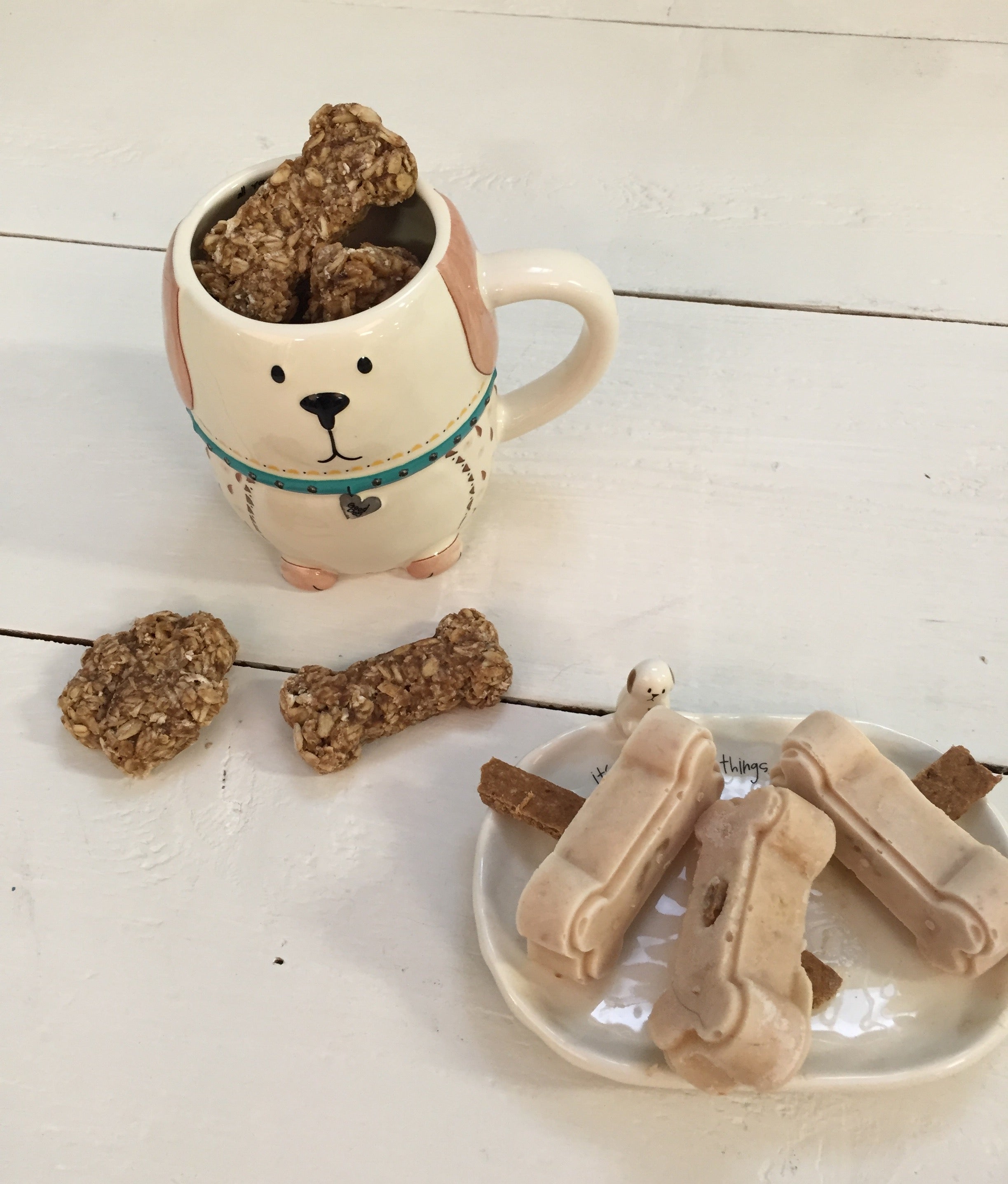 Homemade dog treats in a Natural Life mug