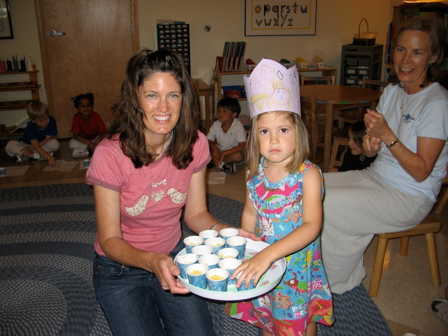 Patti and Gracie enjoying snack time with Miss Dotty, a teacher who truly touches tomorrow!