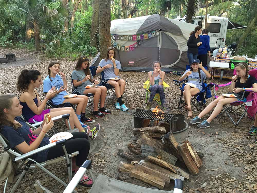 girls camping for birthday party