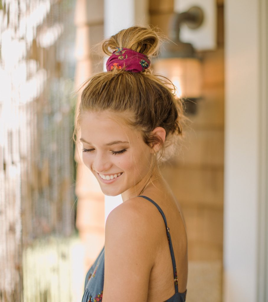 Women wearing boho bandeau as bun hair tie