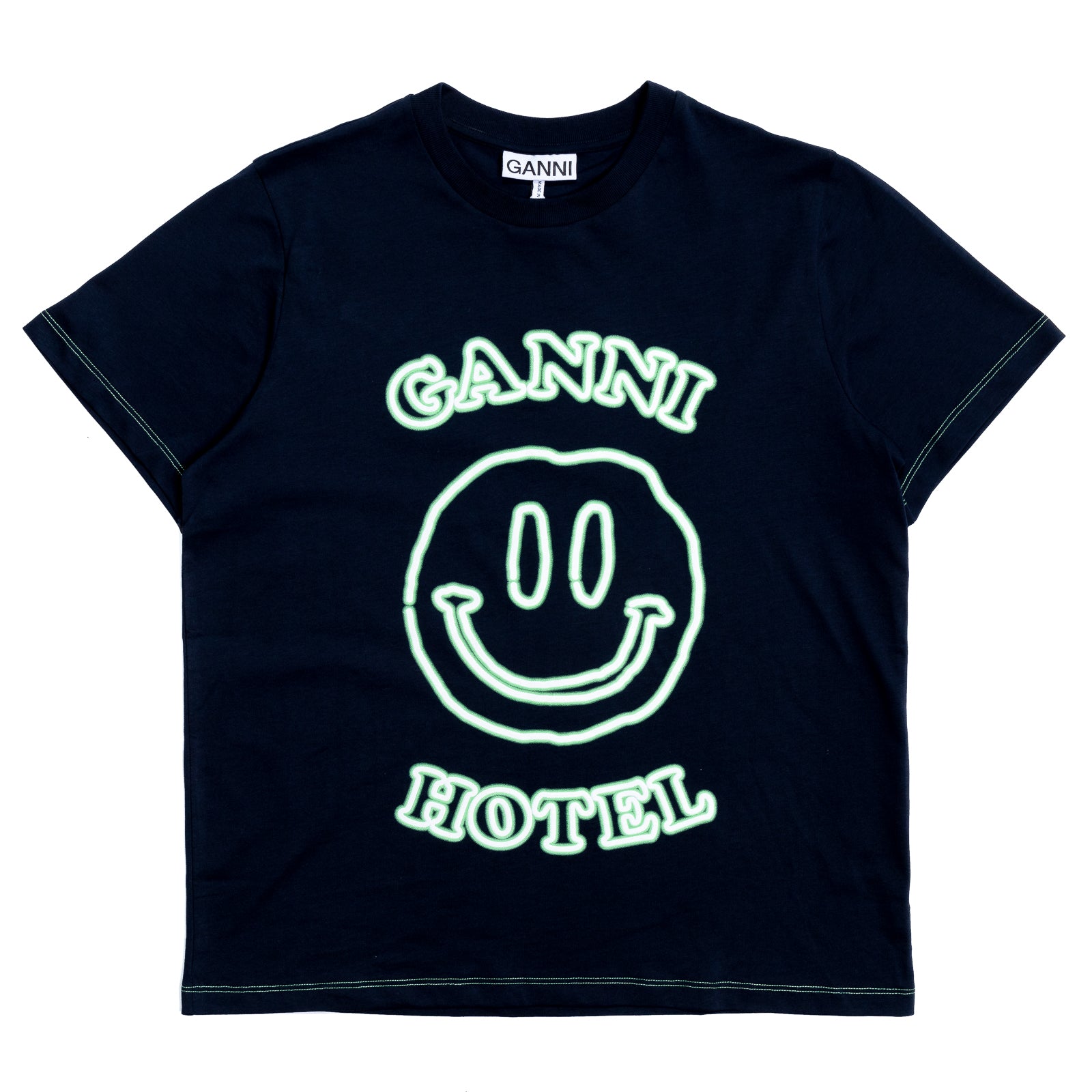 GANNI Navy 'Ganni Hotel' T-Shirt