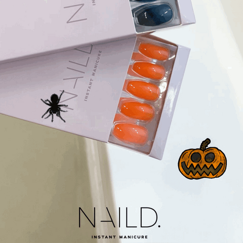 Naild halloween video tutorial orange matte nails