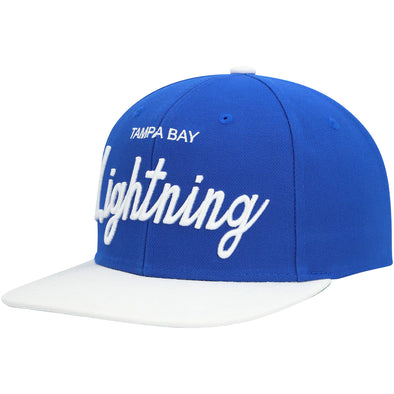 Tampa Bay Lightning Tan Khaki Rope Trucker Snapback Script Hat Cap Vintage 90s