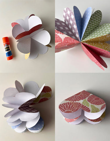Glue the folded squares together to form a pop up book