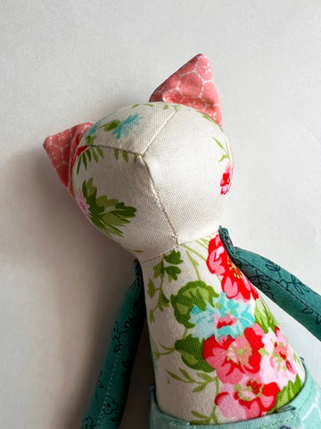 Handmade kitty with floral pattern