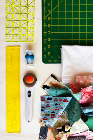 Tools and Materials for turning scraps into new fabric