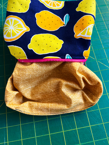 Lining sewn shut for the zipper pouch