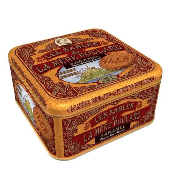 Sablés pur beurre au Caramel x32 boite métal - Caramel butter biscuits x32  - Mère Poulard, 250g - Le Vacherin Deli product image