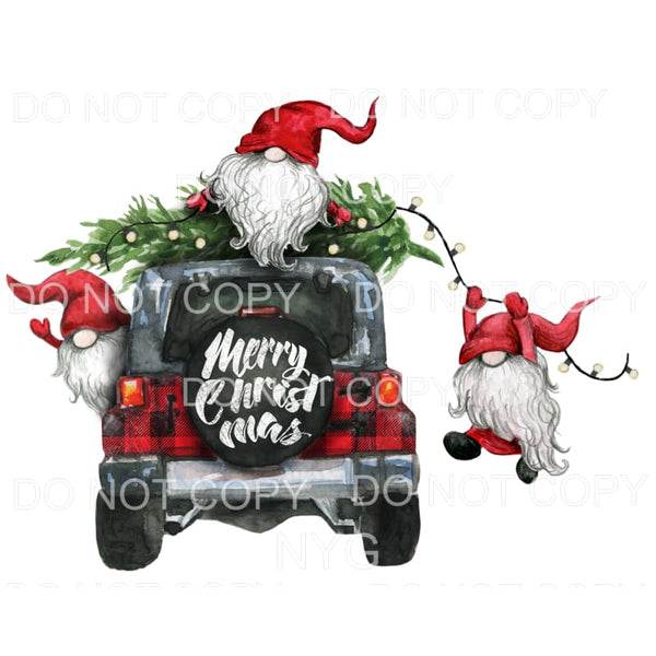 Download Merry Christmas Red Plaid Jeep Santa Gnomes Tree ...