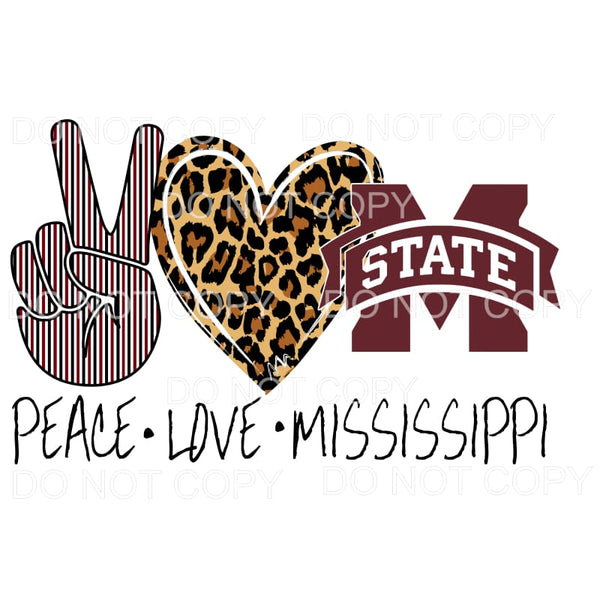 Peace Love Mississippi State 2 Sublimation Transfers Mygypsies