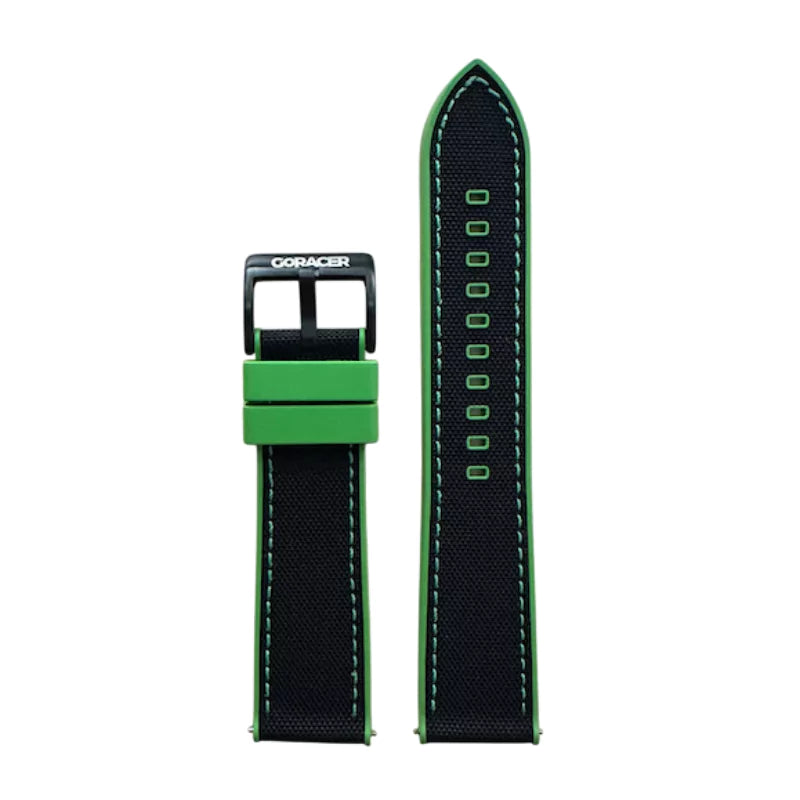 Premium Black & Green Rubber Strap