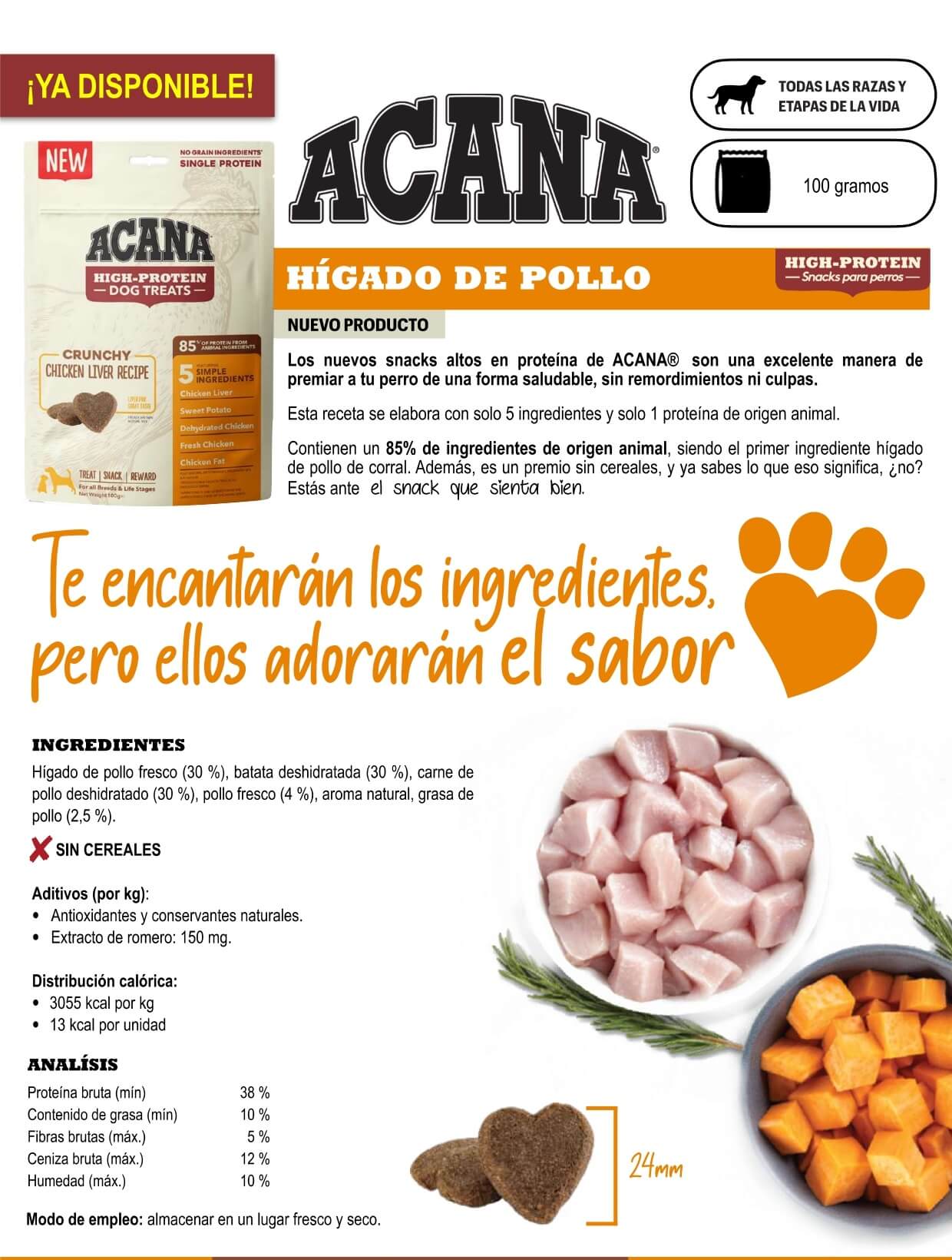 ACANA Snack de hígado de pollo 100 g sin cereales para perros – Gabo&Gordo  Pet Shop