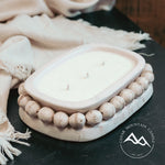 Cascading Waterfall - 3 Wick, Beaded Clay Bowl Candle