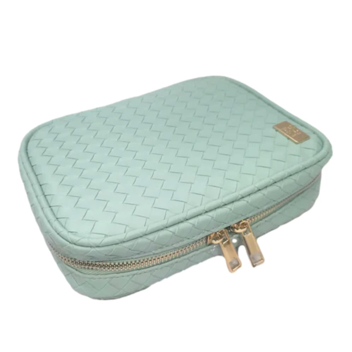 Luxe Standing Pencil Pouch - Metallic Seafoam Green