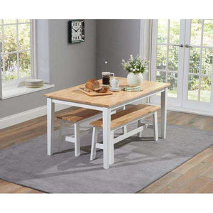 Furnish Our Home:Mark Harris Chichester 150cm Dining Table + 2 Large Benches - Oak & White