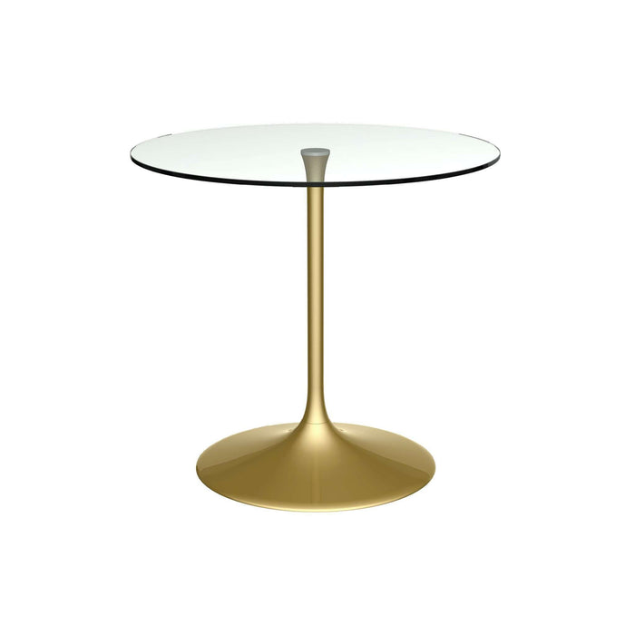 Gillmore Space Swan Small Circular Dining Table - Clear Glass Top & Brass Base