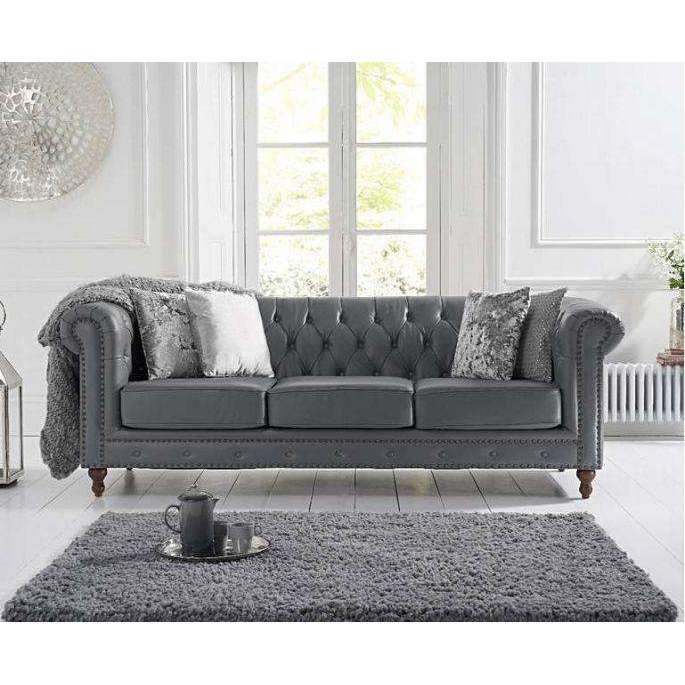 Mark Harris Montrose Grey Leather 3 Seater Sofa