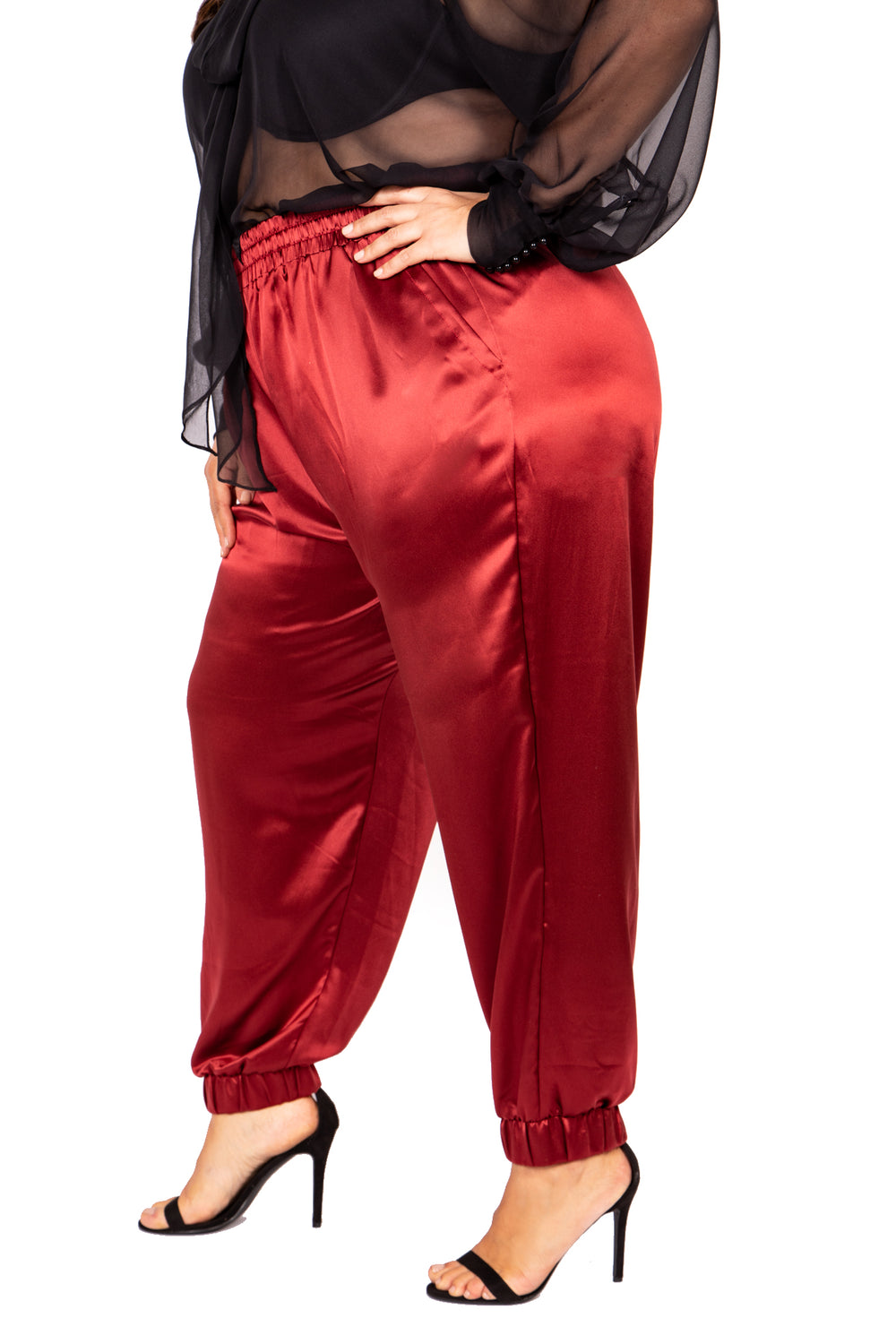 The Wardrobe Hero Italian Silk Jogger Pant with High Waist