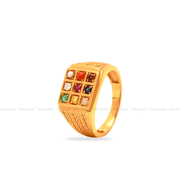 Natural Certified 3.00 MM. Navratan Ring 9 Stone Ring Wedding ring Round  cut ring Panchadahtu(Copper) Ring for… | Gold rings fashion, Rings for men,  Mens gold rings