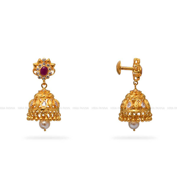 Flipkart.com - Buy UshaGold Baby Size Temple Kemp Jumki Brass Jhumki Earring  Online at Best Prices in India