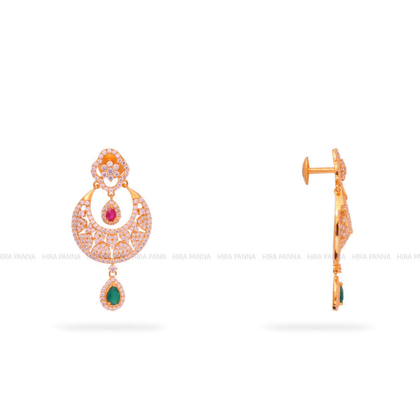 Grey and Pink Beads Chandbali Earrings - Ziva Art Jewellery