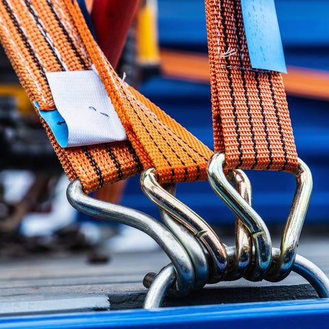 Close up of cargo strap hooks