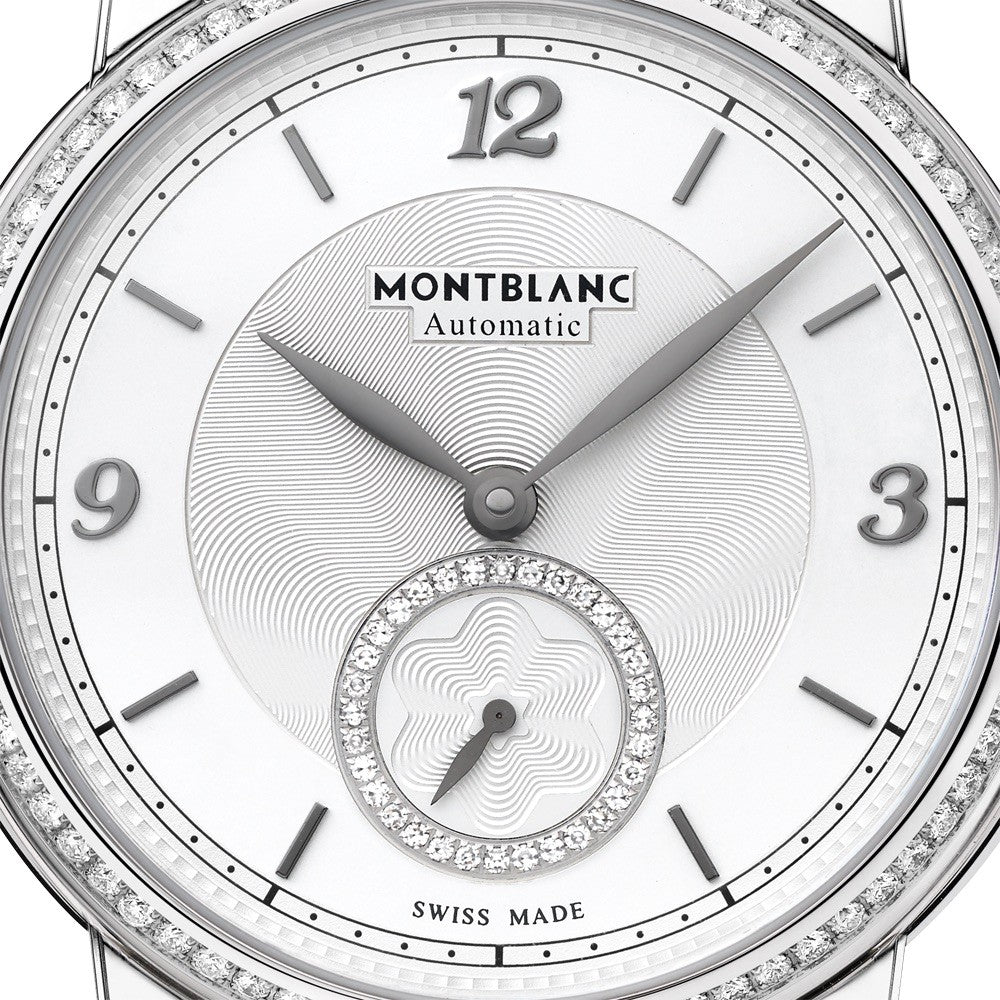 Montblanc orologio Star Legacy Small Second 36mm argento diamanti automatico acciaio 118507 - Gioielleria Capodagli
