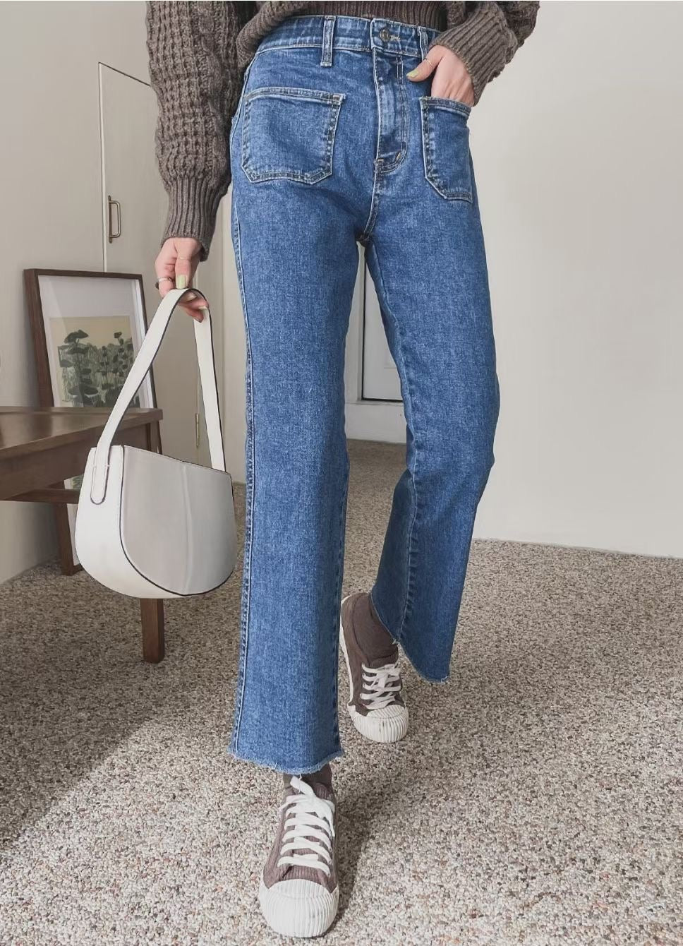 #1218 Boot Cut with Pocket Jeans 9分小喇叭雙袋牛仔褲 – Pindot Fashion