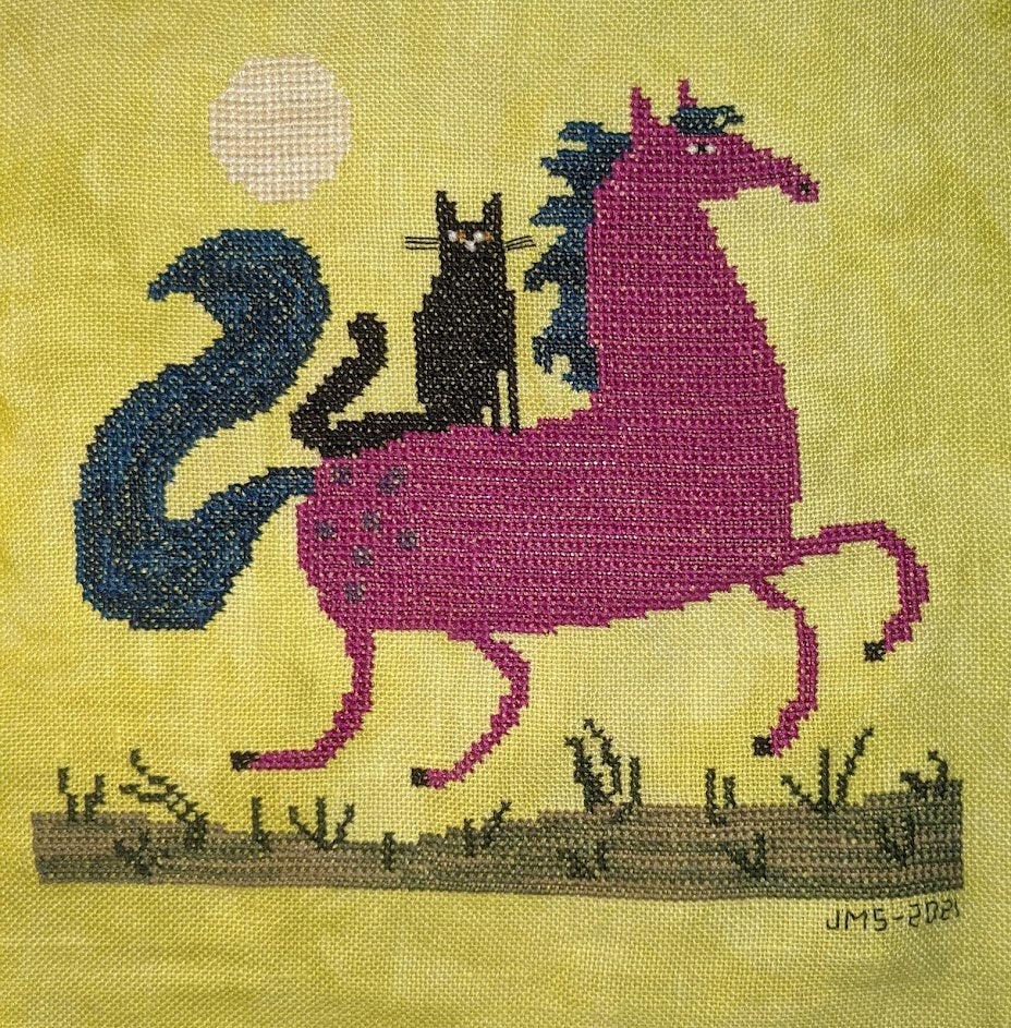 Jackalopian Tapestry Cross Stitch Pattern by Lindy Stitches