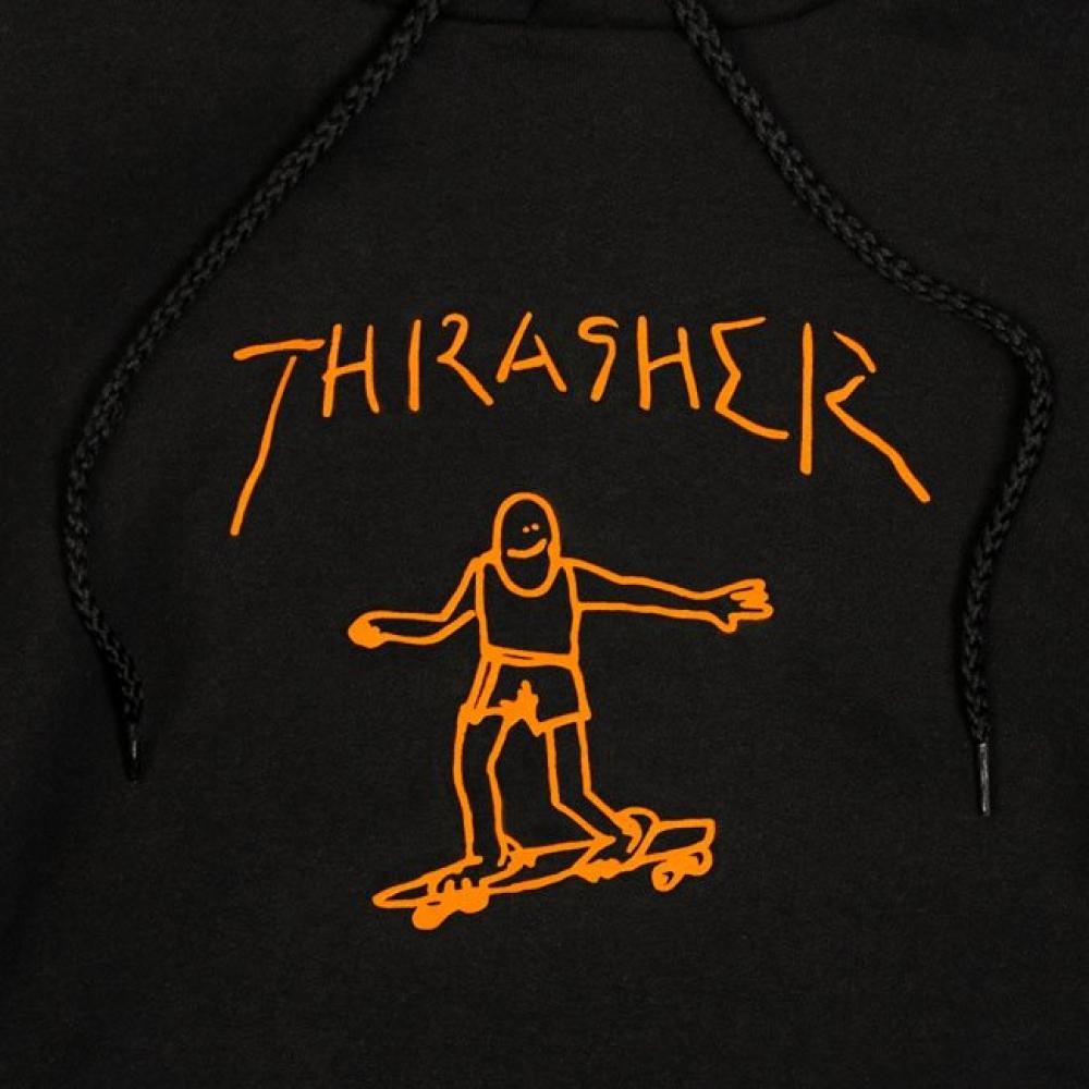 Thrasher Magazine Gonz Logo Skateboard Hoodie, Black