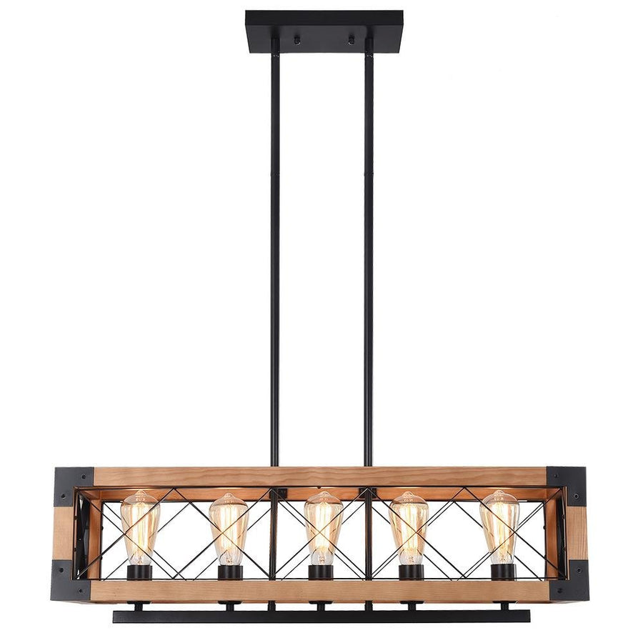 farmhouse wood rectangle linear chandelier