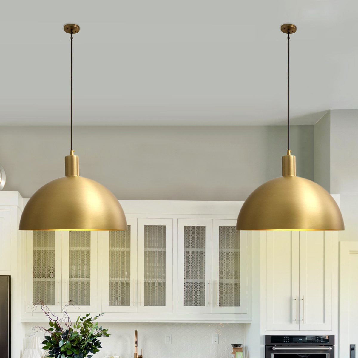 Mid-Century Single Light Brass Dome Pendant  Farmhouze Light, Brass Pendant  Light, Mid-Century Pendant Light, Single Pendant Light