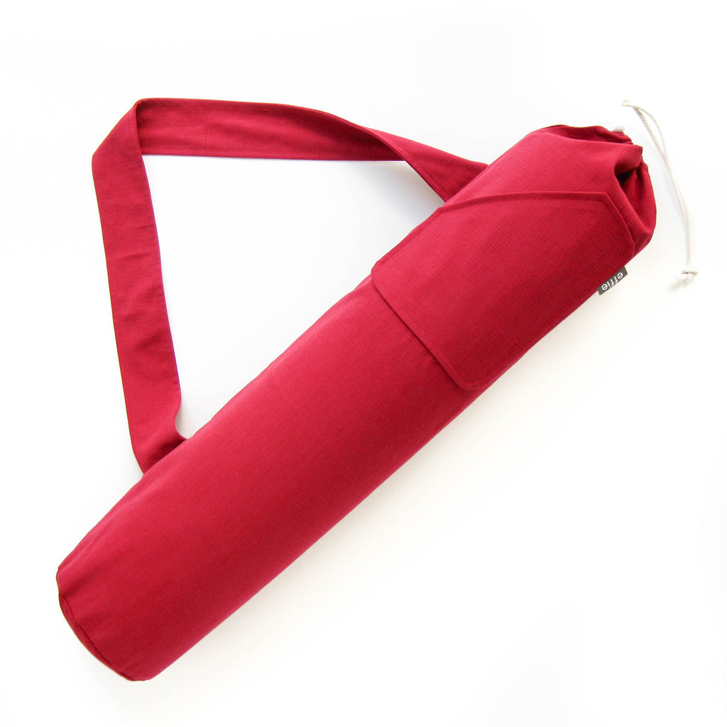 Yoga Mat Bag Solid Red Effie Handmade