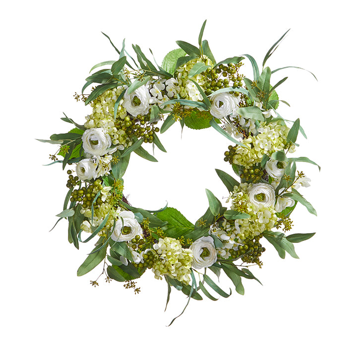 Raz 24" Ranunculus and Hydrangea Wreath W4302034
